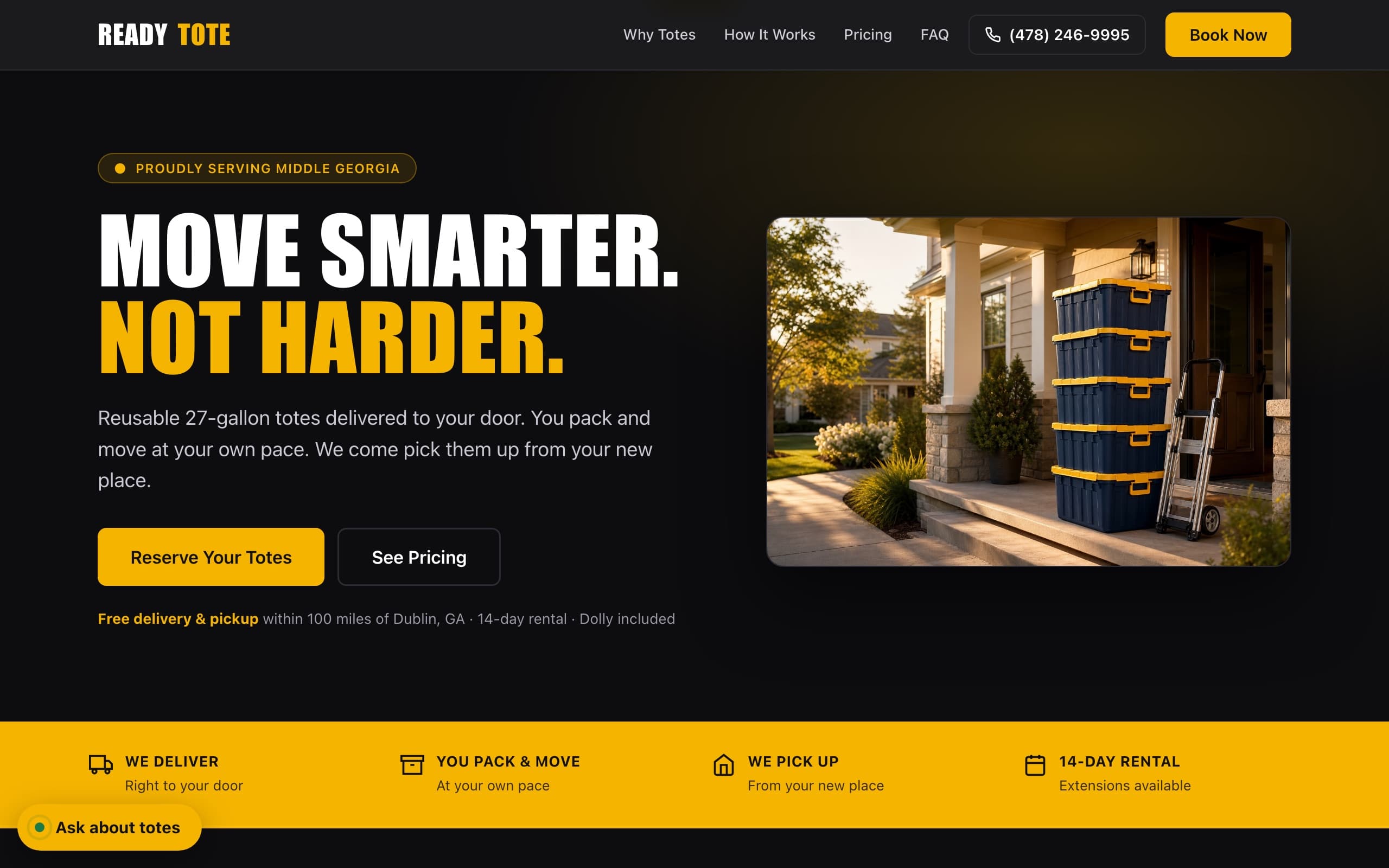 ReadyTote — moving tote rental website